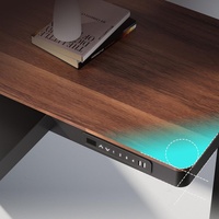 Bureau assis-debout électrique contemporain en bois massif pour petit espace, avec tiroir et moteur unique, idéal pour le télétravail