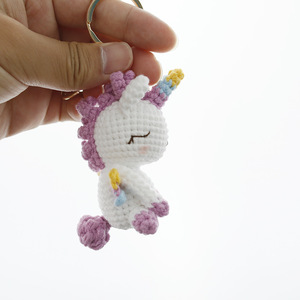 Amigurumi Yarn Crochet Keychain <b>Handmade</b> unicorn Plush Toy Keychain Knitting Knitted Knit Crochet Animals <b>Doll</b> unicorn Keychain - Product Image 1