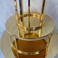 Support à gâteau en métal électro-plaqué à 3 niveaux, support à gâteau réutilisable de haute qualité, outils, cadre de support multi-niveaux, supports à gâteau