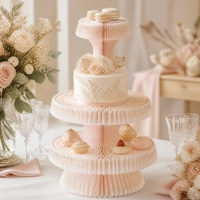 Présentoir Rond en Papier Nid d'Abeille à 2 Niveaux, Support Pliant pour Aliments, Décoration de Table Buffet pour Magasin et Étagères d'Exposition