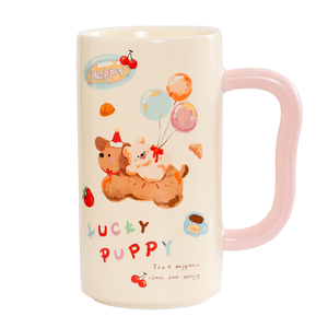 Mug en céramique mignon de chiot de dessin animé 410 ml, compatible lave-vaisselle et micro-ondes, cadeau pour filles pour les fêtes, la maison, le bureau, le thé de l'après-midi, le café - Product Image 5
