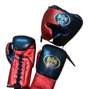 ชุดอุปกรณ์ชกมวยแบบกำหนดเอง No Boxing No Life ประกอบด้วยนวมชกมวยและหมวกป้องกันศีรษะ สีแดงดำ แบบผูกเชือก สำหรับฝึกซ้อมและแข่งขัน สำหรับผู้ใหญ่ ยี่ห้อ Winning Boxing Head Guard - Product Image 4