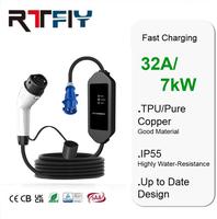 Nouvelle conception de chargeur portable pour véhicules électriques AC 32A 7kW, charge rapide avec prise CEE, utilisation à domicile et en extérieur, IP55 en cas de forte pluie