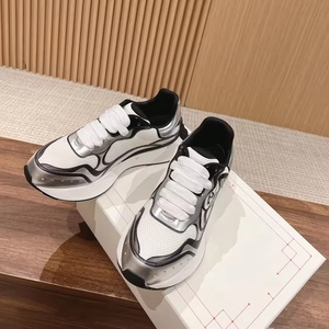 Zapatillas Deportivas Casuales de Diseño de Alta Calidad con Cordones, Parte Superior de Cuero Genuino, Suela Gruesa y Suave, Transpirables, de Malla Blanca para Hombre - Product Image 1