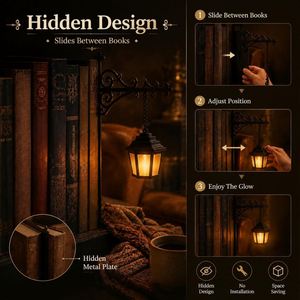 <b>Mini</b> Bookshelf Street Lamp Ghost Reading <b>Lantern</b> Warm White LED Bracket Clip Dark Color Academic Style Battery Retro Decoration - Product Image 5