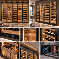 Réfrigérateur à vin intégré grande capacité avec porte vitrée personnalisée, température et humidité contrôlées, pour hôtel et villa