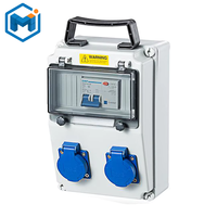 Ip44 32A 2P/3P Meta Power Distribution Box Fiches et prises industrielles Boîte d'alimentation en plastique portable à 3 voies pour prises industrielles