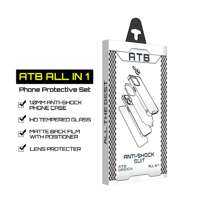 ATB Grade AAA HD Clear Anti-Scratch Tempered Glass 2.5D Radian Phone Case Shockproof Set for 11 12 13 14 15 16