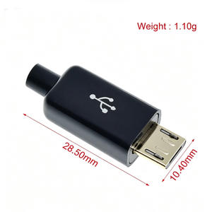 Connecteur Micro USB 2A mâle 4 broches nickelé à souder avec coque pour charge et données DIY Android - Product Image 3
