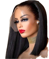 Perruques Bob Courtes Droites Pas Chères en Cheveux Humains, Perruques Frontales en Dentelle HD Sans Colle, Perruques Bob en Cheveux Humains Double Drawn SDD pour Femmes