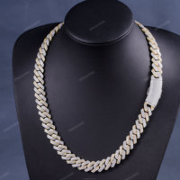 XG 14mm Moissanite chaînes à maillons cubains passent le test de diamant glacé 2 tons plaqué colliers en argent 925 vvs chaînes Moissante