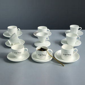 Juego de <span class=keywords><strong>taza</strong></span> y platillo <span class=keywords><strong>para</strong></span> café expreso con logotipo personalizado, porcelana fina,80 ml,blanco,pequeñas tazas <span class=keywords><strong>para</strong></span> café y té - Product Image 1