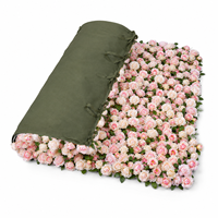 Panel dinding bunga mawar buatan warna pink blush dan ivory, stok grosir gudang AS, untuk dekorasi latar belakang acara resepsi pernikahan