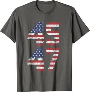 T-shirt classique style drapeau américain vintage 45-47 col rond campagne électorale américaine pour adultes - Product Image 2