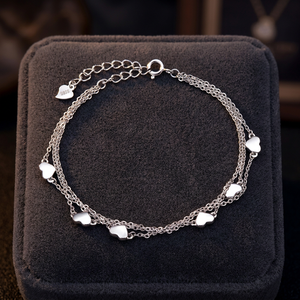 Hot Selling S925 Sterling <b>Silver</b> Rhodium Plated Zircon Claw Setting Triple Chain Connection <b>Charm</b> <b>Bracelet</b> Classic Multiple - Product Image 3