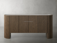 MINYU 2025 Buffet en bois massif de chêne de luxe avec plateau en marbre naturel, style moderne antique, armoires pour salle à manger et salon