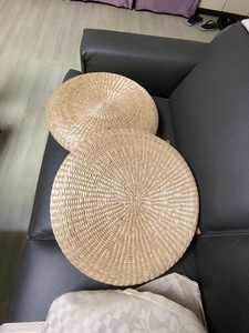 Cojín de paja natural tejido a mano Viet Green Craft, puf otomano para el suelo, tapete de yoga y meditación, decoración boho ecológica para el hogar - Product Image 4