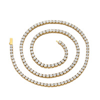 Collier tendance hip-hop pour homme SC036, chaîne tennis en acier inoxydable 18 carats, 4 mm, avec fermoir et motif géométrique en zircon