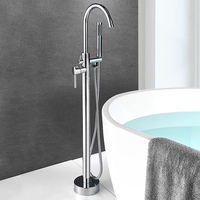 Robinet de baignoire à poignée unique 6021B-K, mitigeur de salle de bains avec bec pivotant sur pied en laiton or ensemble de douche