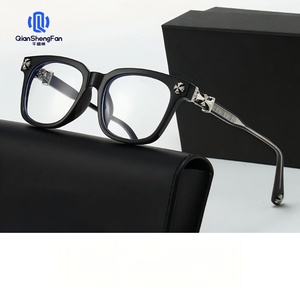 新しい軽量ブルーライトカットフラットレンズレトロプレーンフェイススリムブラックフレームサングラス（アウトドア用） - Product Image 3