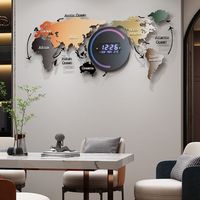 Reloj de Pared Acrílico Creativo Premium Personalizado al por Mayor con Mapa del Mundo, Silencioso, para Sala de Estar, Oficina, Decoración de Pared