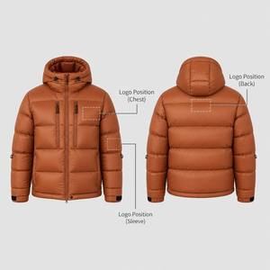 Veste matelassée à capuche orange pour homme, imperméable, coupe-vent, <span class=keywords><strong>doudoune</strong></span> <span class=keywords><strong>d</strong></span>'hiver, logo personnalisé OEM, vente en gros, veste en <span class=keywords><strong>duvet</strong></span> YKK pour homme - Product Image 4