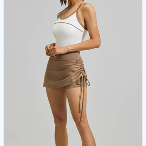 Nuevo Conjunto Deportivo de Dos Piezas para Mujer, Transpirable, Sólido, para Otoño, Chaleco y Falda, Adelgazante, para Correr, Fitness, Yoga, Tenis, Pickleball - Product Image 1