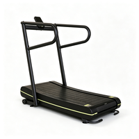 Tapis roulant mécanique incurvé commercial non motorisé avec écran LED, moniteur de fréquence cardiaque sans fil, pour usage domestique
