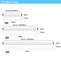 Spot LED encastré dimmable COB à grille linéaire, design moderne, 10W à 30W, avec corps en aluminium, pour maison, bureau, hôtel, villa