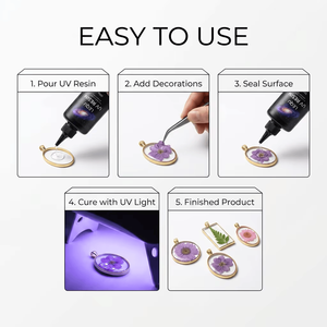 LEQU Happy And Fun 100g Beginner Friendly UV Resin Glue, <b>Clear</b> Strong Bond Fast Curing Adhesive for Small Jewelry Crafts - Product Image 5