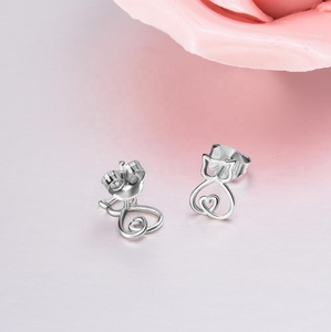Las mujeres de cristal Animal pet de Plata de Ley <span class=keywords><strong>925</strong></span>, joyería de gato, Gato pendientes - Product Image 3
