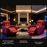 Nouveau style canapé trois places électrique inclinable en cuir véritable et tissu, tendance internet, moderne et minimaliste, avec éclairage LED d'ambiance et rembourrage en mousse solide