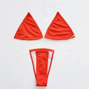 Transparent String Swimming Suit For Women Push Up Swimsuit Micro Sexy Red Thong Bikini Set Swimwear Beachwear Girls Bikinis