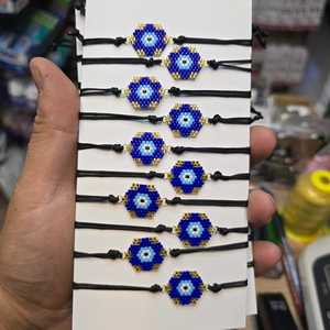 Bracelet Miyuki Evil Eye Bead en plaqué or pour cadeau de fiançailles, mariage ou fête - Product Image 1