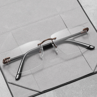 MS 91714 Marco cuadrado de titanio Gafas ópticas sin montura de metal para hombres Diseño rectangular de moda para leer