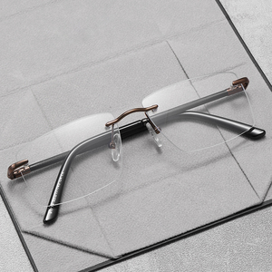 MS 91714 Marco cuadrado de titanio <span class=keywords><strong>Gafas</strong></span> ópticas sin montura de metal para hombres Diseño rectangular de <span class=keywords><strong>moda</strong></span> para leer - Product Image 2