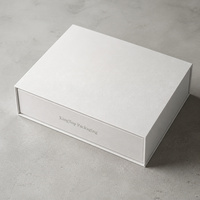 Caja de Regalo Magnética Plegable Profunda A4 Blanca de Lujo con Textura de Lino Fino, Caja de Embalaje de Cartón Rígido con Acabado Mate Suave