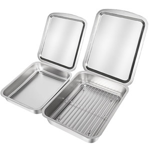 IKITCHEN Ensemble de plateaux de cuisson et grille de refroidissement en acier inoxydable, résistant à la rouille et au déformissement, robuste, à épaisseur renforcée - Product Image 3