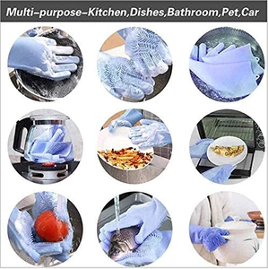 Customized Logo Reusable Kitchen <b>Silicone</b> Dishwashing Scrubber Glove <b>Waterproof</b> Cleaning Glove - Product Image 4