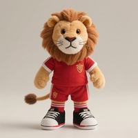 Vente en gros de lion de football mignon en peluche mascotte de football personnalisée animal en peluche pour enfants et fans cadeau