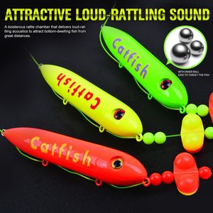 SNEDA Rig de pêche à la traîne longue portée de style européen, configuration pré-assemblée pour la pêche au poisson-chat avec flotteur sonore et hameçons circulaires pour le lac - Product Image 3