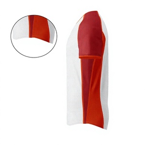 Maillot de baseball Louis Mckinnon pour homme, manches courtes, blanc et rouge, maille respirante, séchage rapide, boutons sur le devant, poches, 100 % polyester - Product Image 5