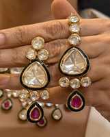 Collier ras-de-cou plaqué or Polki multicolore naturel, bijoux de mariage indiens, ensemble Bollywood Sabyasachi