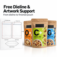 Sachet Doypack biodégradable en papier kraft imprimé sur mesure avec fermeture éclair refermable pour l'emballage alimentaire des céréales