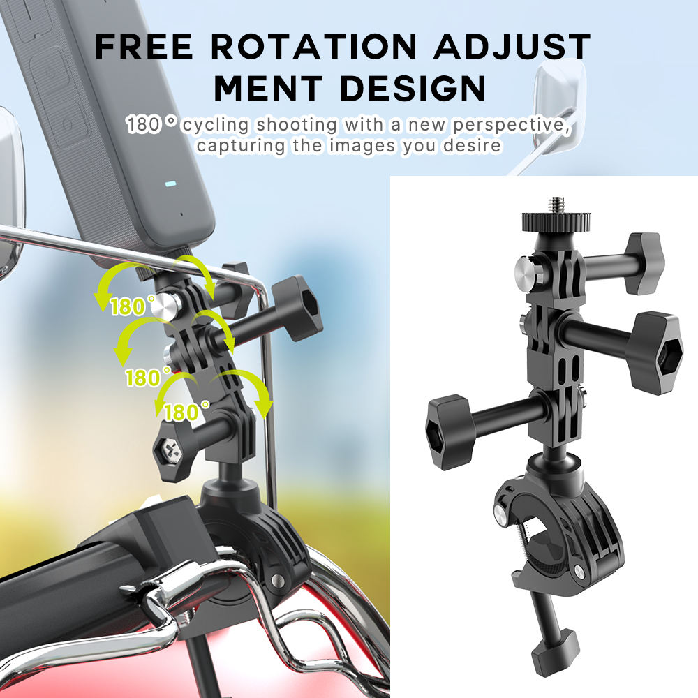 HONGDAK Motorcycle Handlebar Camera Clamp Hold CNC Aluminum Alloy 0.66lb Load Capacity Bike Camera Mount for Stabilizer Handles