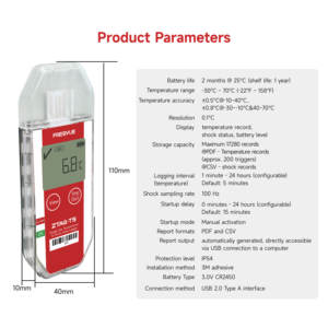 Registrador de Choque de Temperatura Dupla Descartável para Envio de Dispositivos Médicos e Equipamentos de Diagnóstico, Alta Precisão, Personalizável - Product Image 6