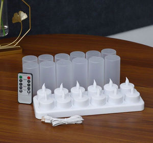 Paquet de 12 pièces télécommandées <span class=keywords><strong>Rechargeable</strong></span> scintillant sans flamme chauffe-plat <span class=keywords><strong>Led</strong></span> bougies <span class=keywords><strong>bougie</strong></span> électrique mariage église déco - Product Image 2
