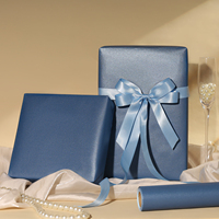 Rouleau de papier d'emballage nacré double face, bleu marine et bleu clair pour boîte cadeau de mariage, emballage de bouquet floral