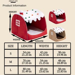 Cama para Mascotas con Diseño Navideño, Ecológica, Sólida, Tipo Tienda, Semi-cerrada, Tipo Casa, Cómoda, para Perros y Gatos - Product Image 3
