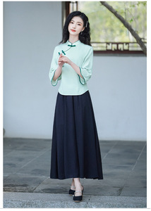 Vestido <span class=keywords><strong>Tang</strong></span> para <span class=keywords><strong>Mujer</strong></span> Ecowalson, Cuello Mao, Qipao, Falda Larga hasta el Té, Disfraz Tradicional <span class=keywords><strong>Chino</strong></span> de la Época del Siglo XIX para Estudiantes - Product Image 6